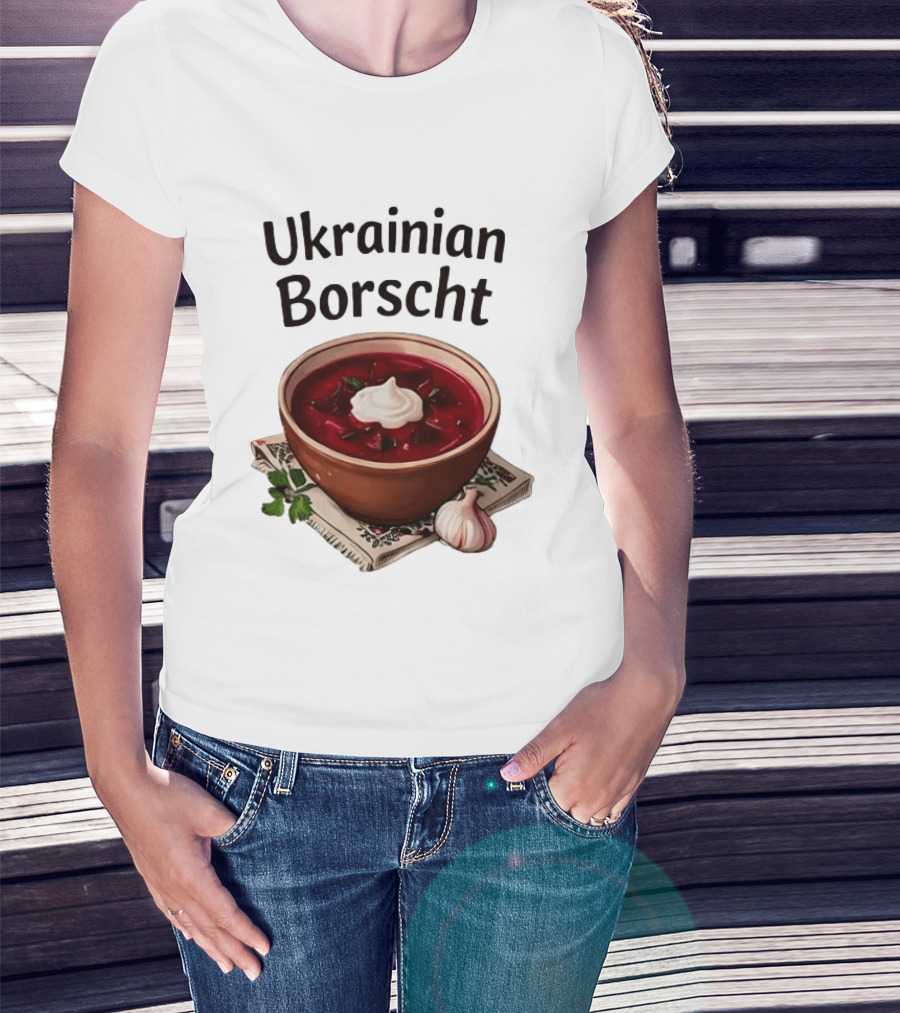 Ukrainian Borscht Soup Bowl With Garlic And Parsley T-Shirt