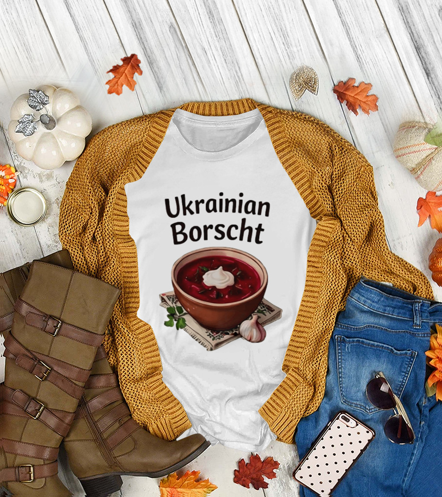 Ukrainian Borscht Soup Bowl with Garlic and Parsley T-Shirt
