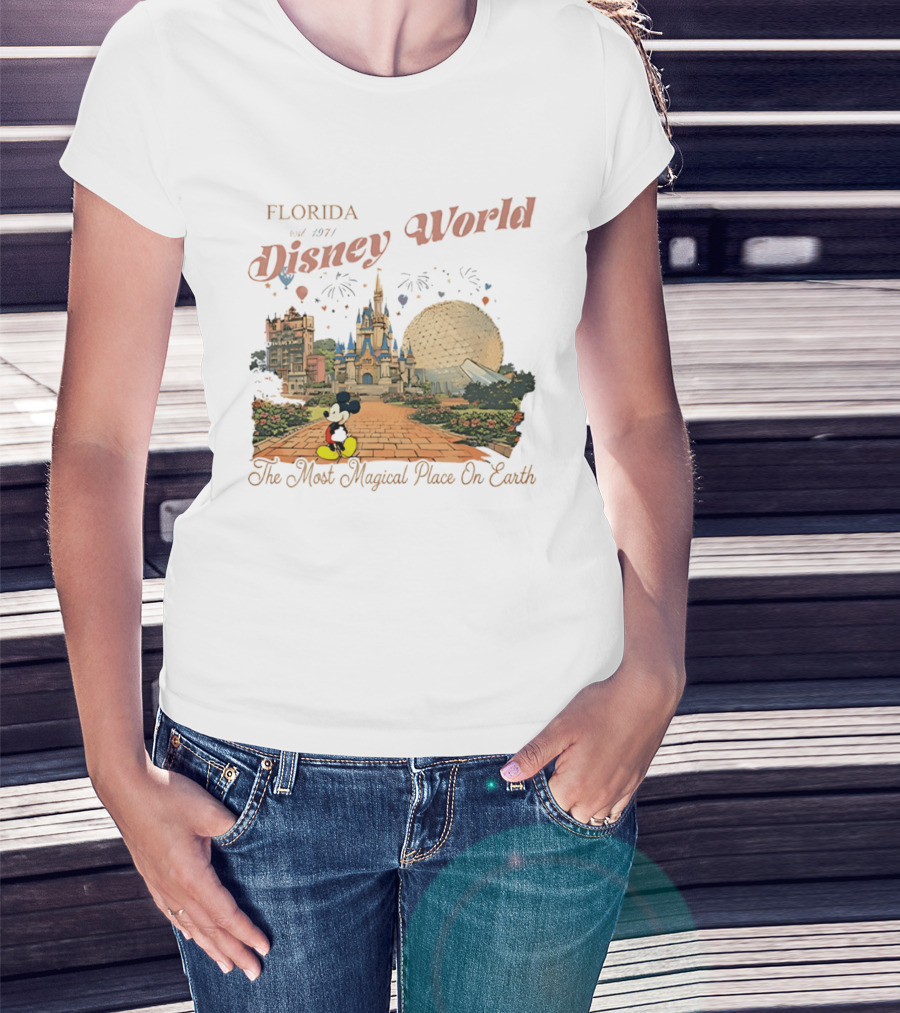 Florida Disney World Est 1971 The Most Magical Place On Earth Mickey Mouse Castle Spaceship Earth T-Shirt