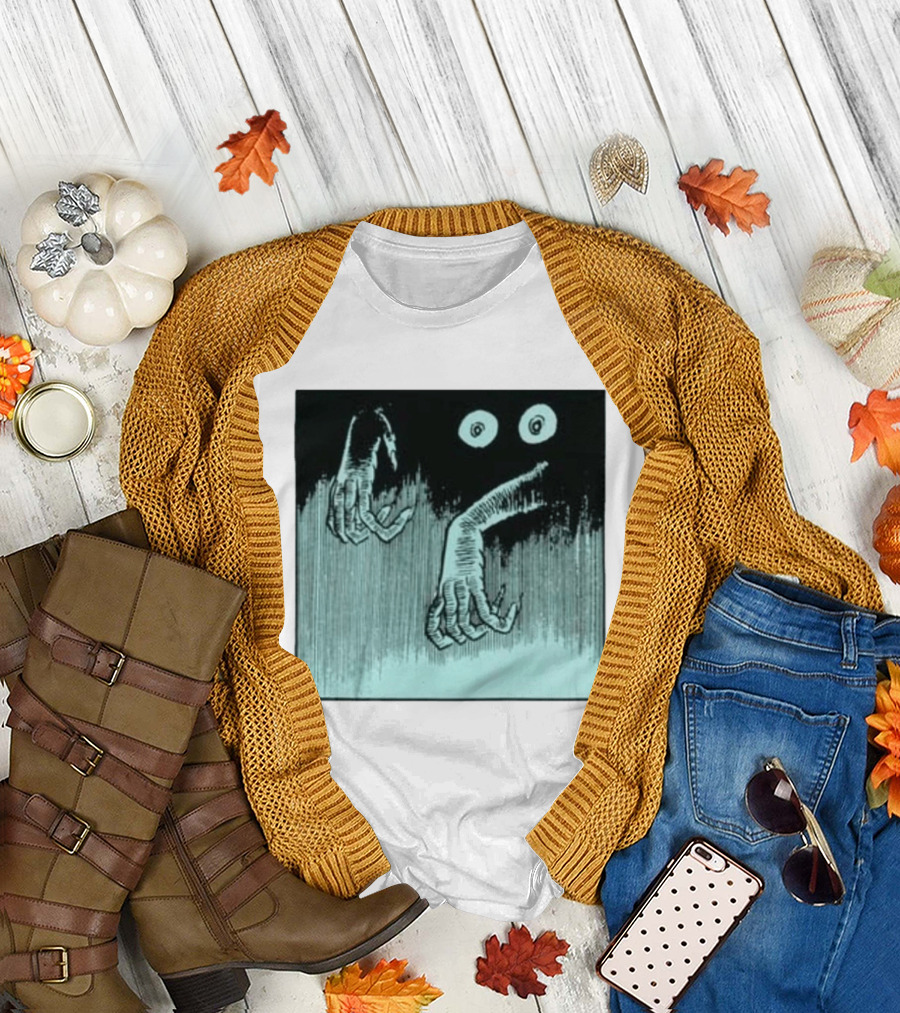 Creepy Eyes and Clawed Hands Emerging from Darkness T-Shirt