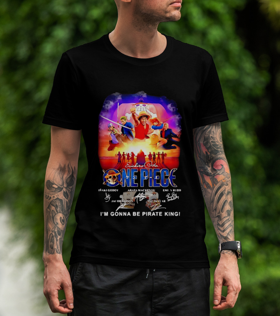Euichiro Oda One Piece I'm Gonna Be Pirate King Luffy Cast Autographs T-Shirt