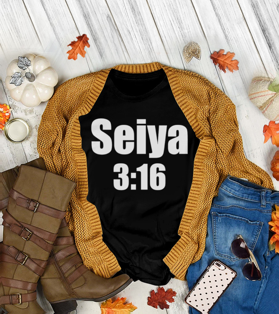 Seiya 3:16 Bold Text Design Iconography T-Shirt