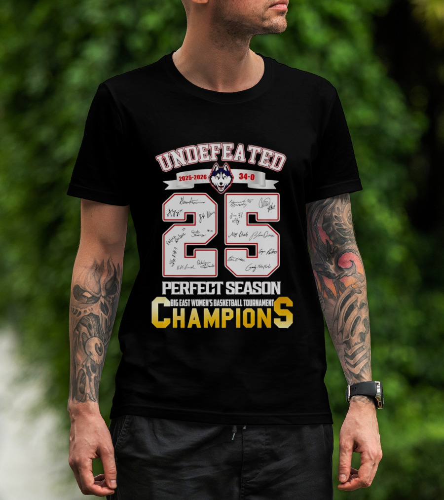 Undefeated Uconn Huskies 2025 2026 Perfect Season 34 0 Champions T-Shirt