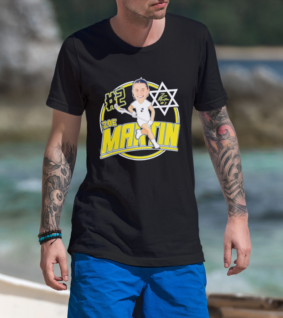Zoe Martin #2 Lacrosse Caricature Michigan 2026 T-Shirt