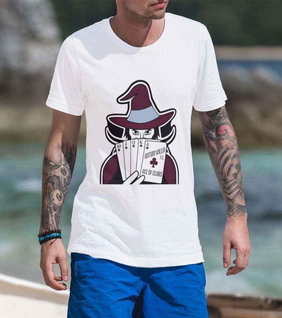 Aston Villa FC Ace Of Clubs Witch Playing Cards T-Shirt