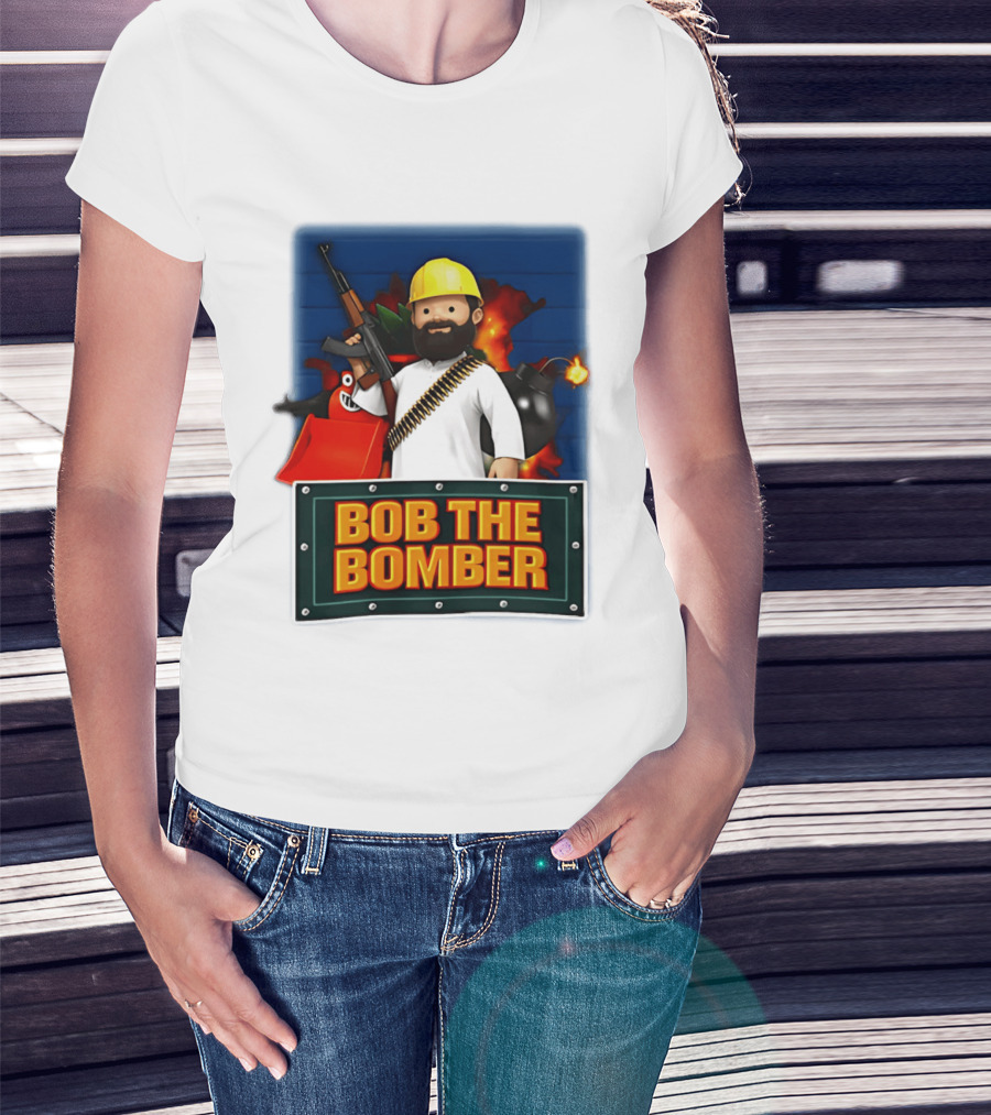 Bob The Bomber Cartoon Character With Gun And Explosives T-Shirt