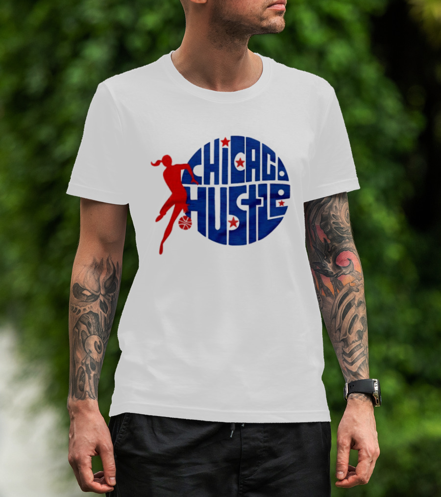 Chicago Hustle WPBL Basketball Red Player Blue Circle T-Shirt