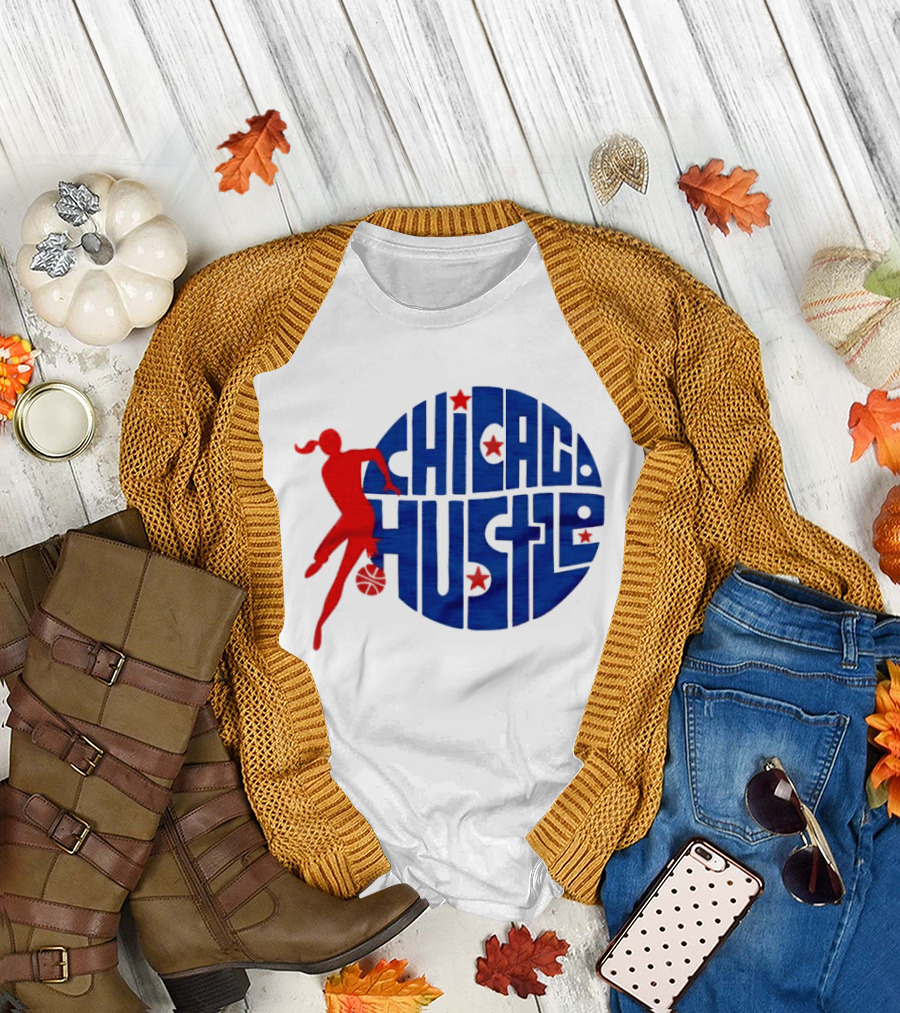 Chicago Hustle WPBL Basketball Red Player Blue Circle T-Shirt