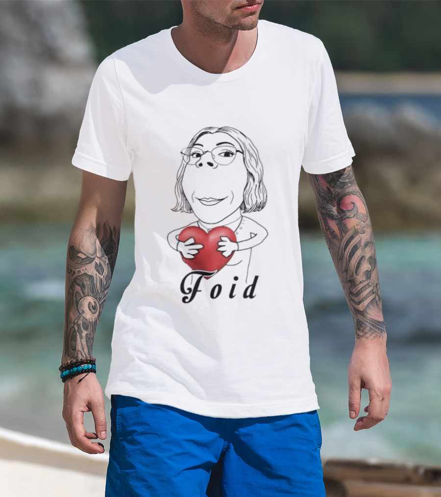 Foid Girl Hugs Heart Sketch Lovable Red Heart Embrace T-Shirt