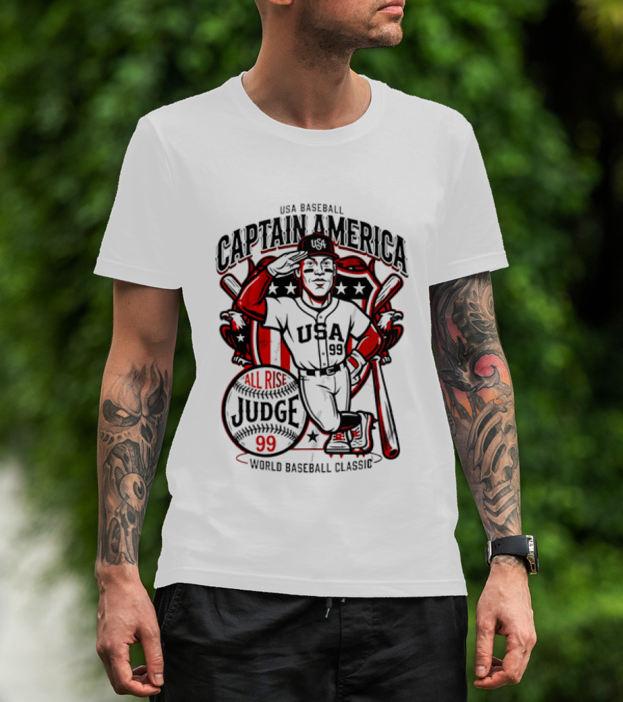 USA Baseball Captain America All Rise Judge 99 World Baseball T-Shirt