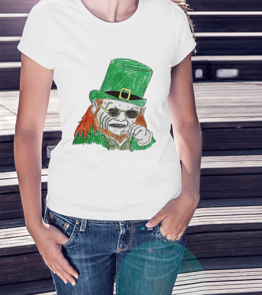 Leprechaun In The Hood Green Hat Sunglasses Red Hair T-Shirt