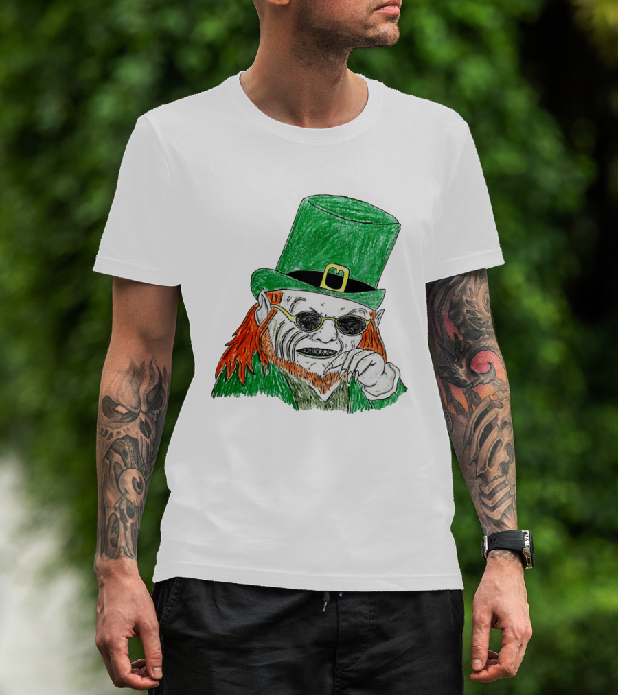 Leprechaun In The Hood Green Hat Sunglasses Red Hair T-Shirt
