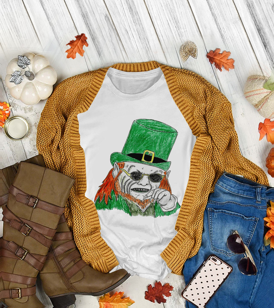 Leprechaun in the Hood Green Hat Sunglasses Red Hair T-Shirt