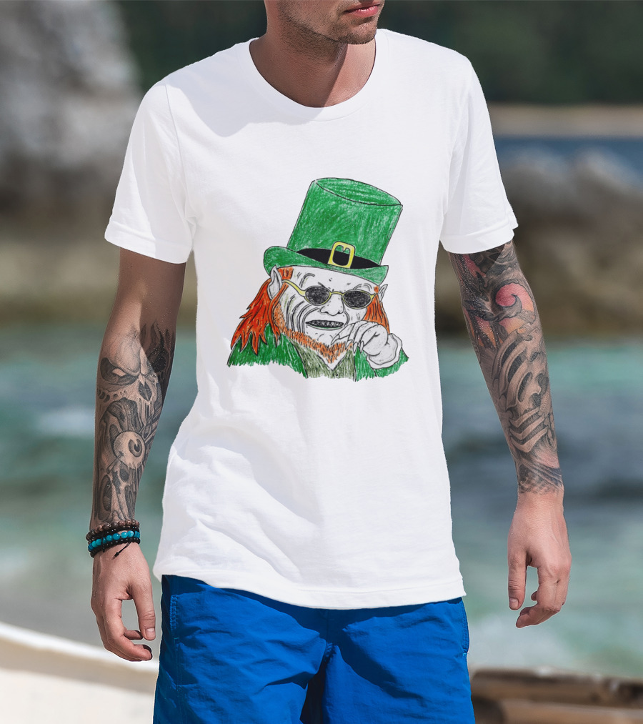 Leprechaun In The Hood Green Hat Sunglasses Red Hair T-Shirt