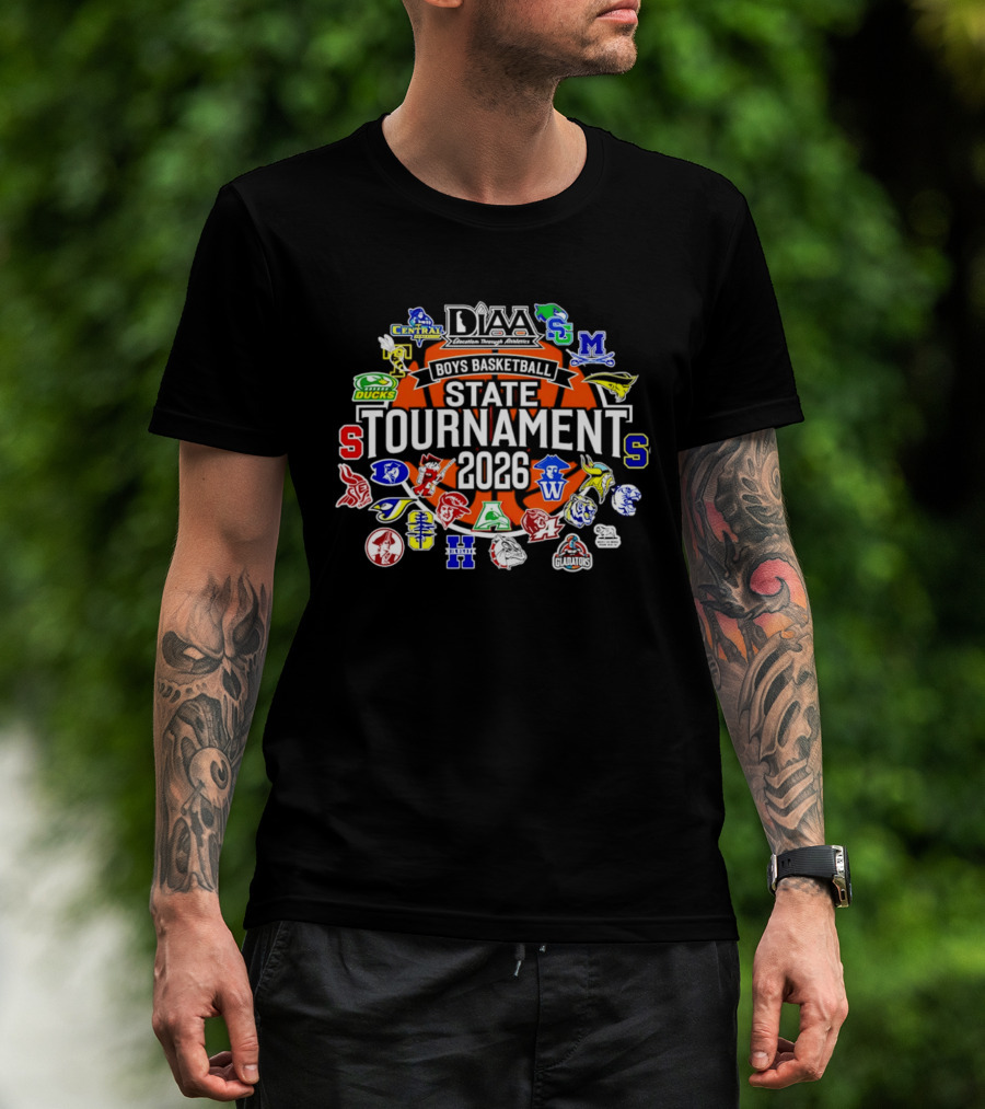 2026 DIAA Boys Basketball State Tournament Team Logos Central Wilmington T-Shirt
