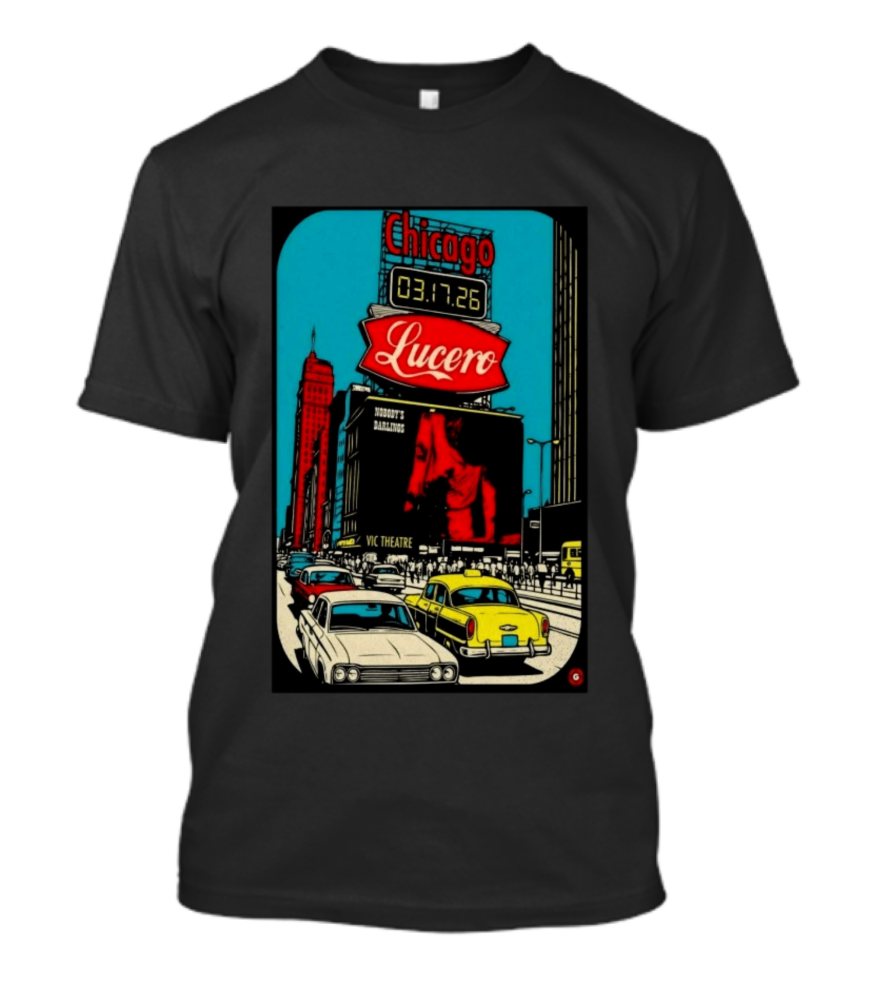Chicago Lucero Vic Theatre March 17 2026 Concert Retro City Streetscape Scene T-Shirt