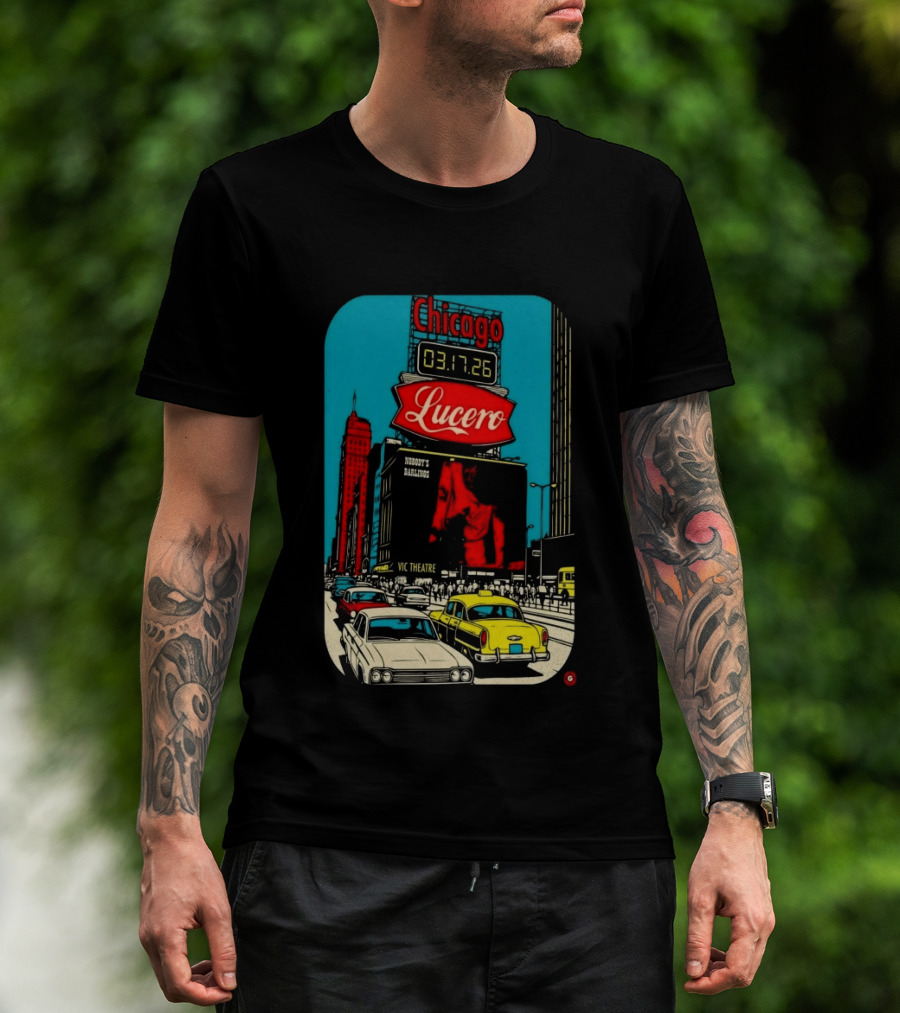 Chicago Lucero Vic Theatre March 17 2026 Concert Retro City Streetscape Scene T-Shirt