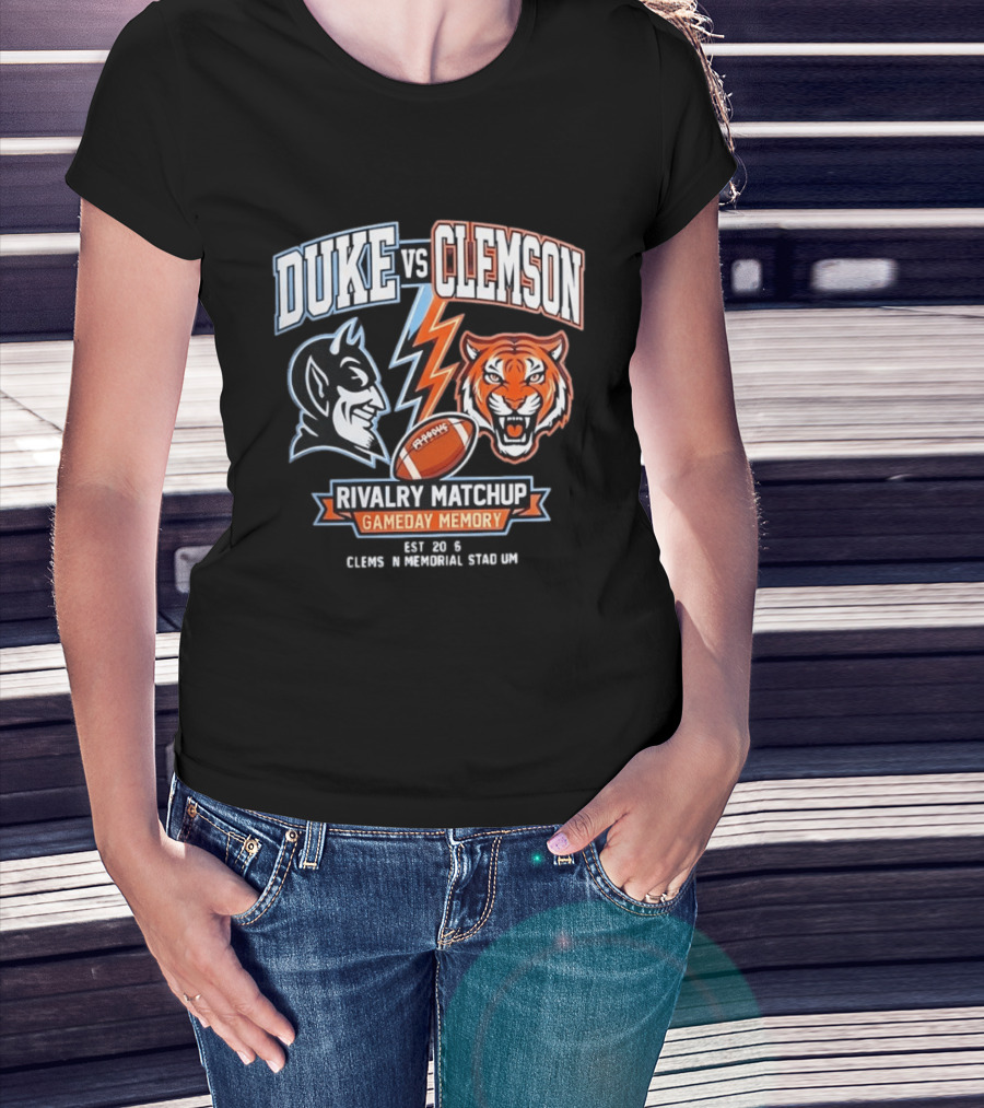 Duke Vs Clemson Rivalry Matchup Gameday Memory 2026 Classes Memorial Stadium T-Shirt