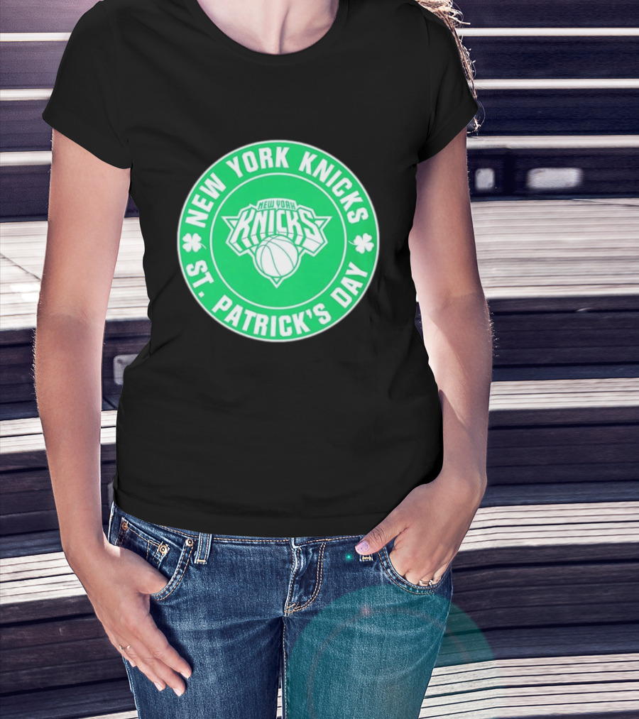New York Knicks St Patrick's Day Shamrock Green Basketball Team Celebration T-Shirt