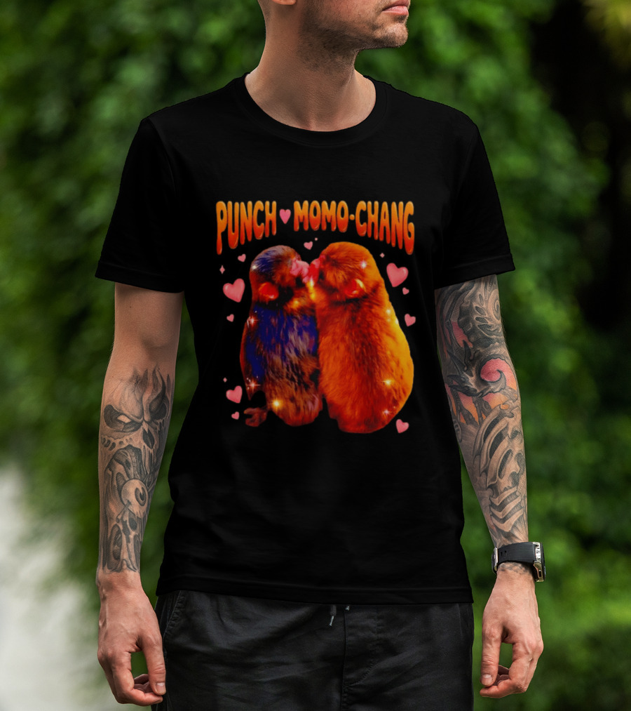 Punch Momo Chang Kissing Monkeys With Hearts T-Shirt