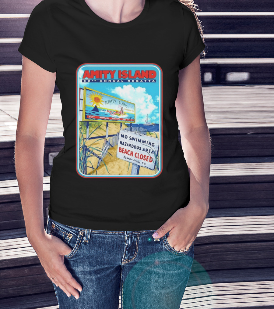 Amity Island 50th Annual Regatta No Swimming Beach Closed Jaws 1975 T-Shirt