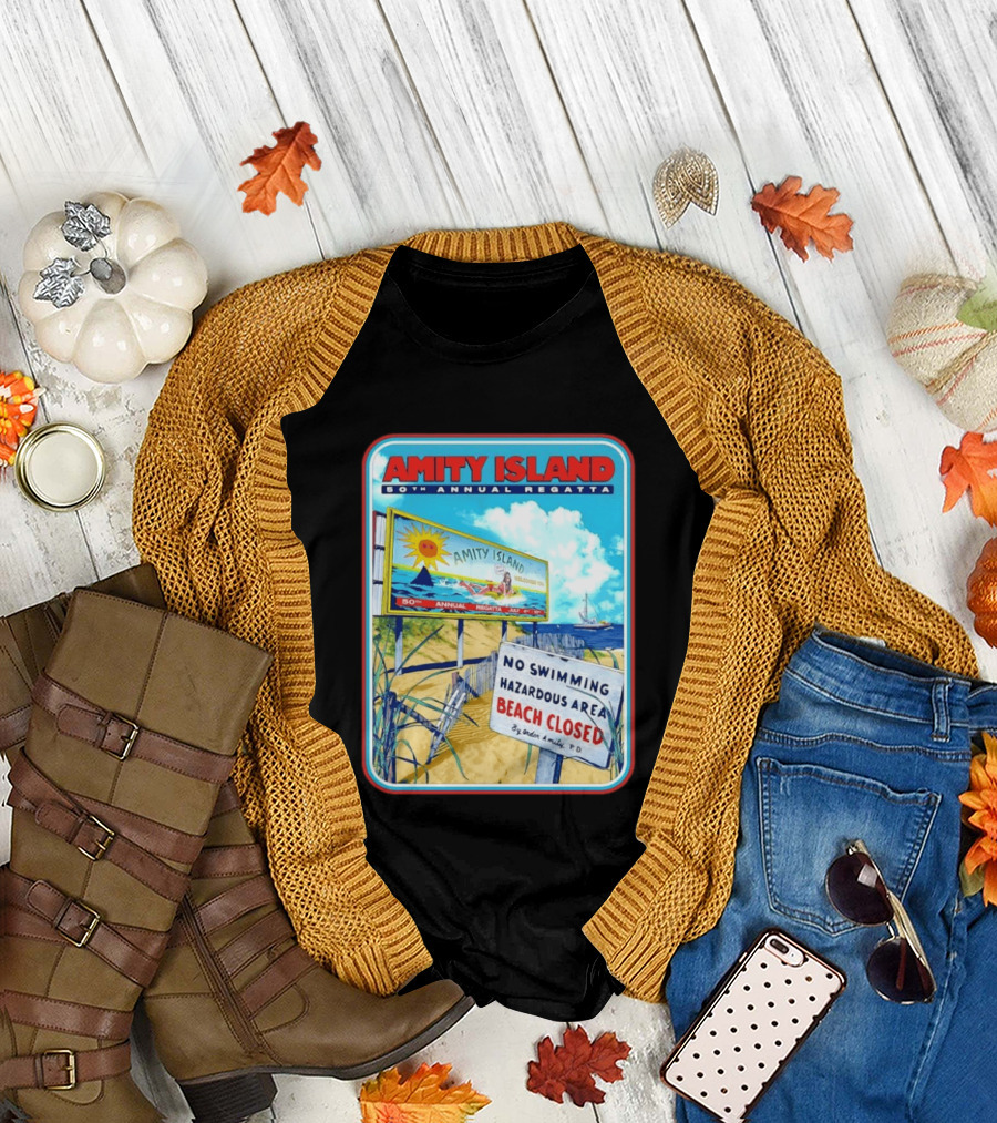 Amity Island 50th Annual Regatta No Swimming Beach Closed Jaws 1975 T-Shirt