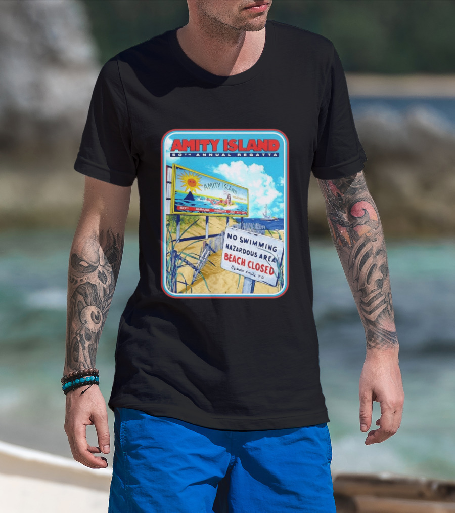 Amity Island 50th Annual Regatta No Swimming Beach Closed Jaws 1975 T-Shirt