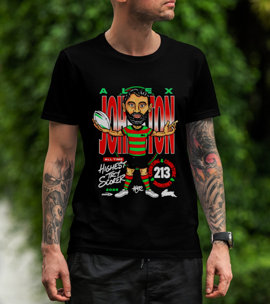 Alex Johnston All Time Highest Try Scorer South Sydney Rabbitohs 2026 213 T-Shirt