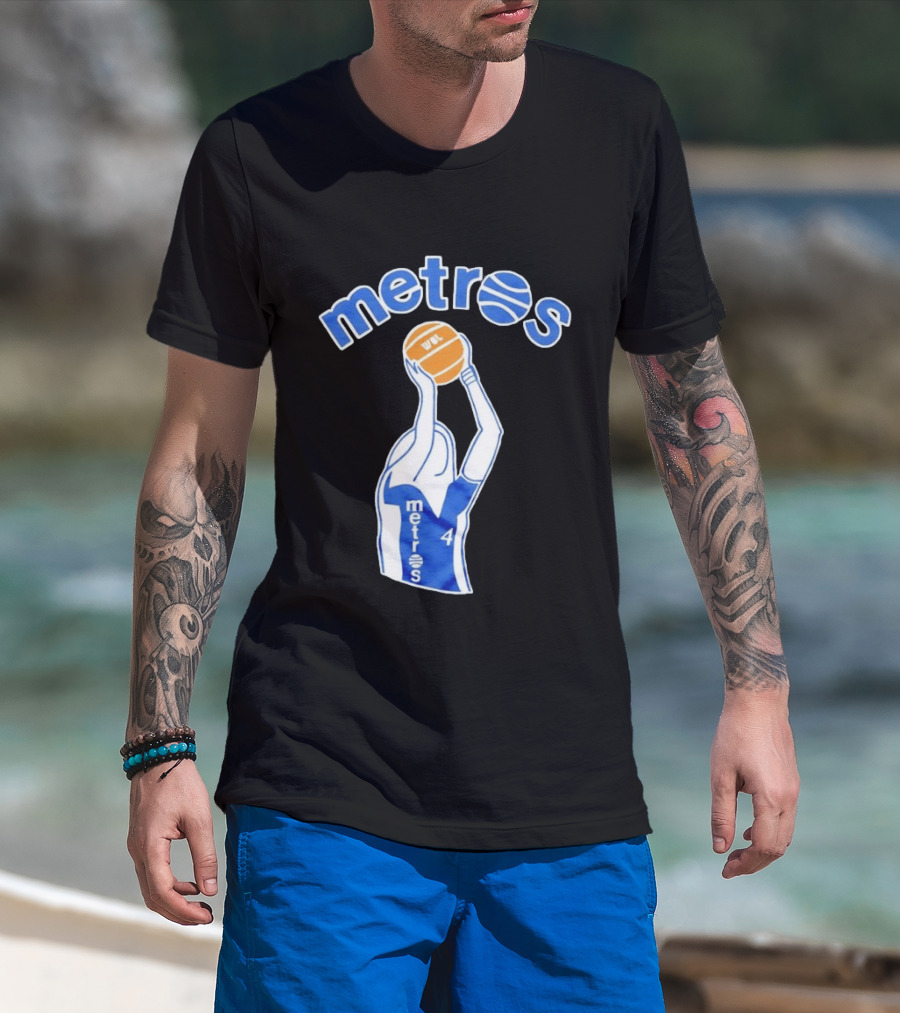 Washington Metros Basketball Player Number 4 Shooting With Blue White Jersey T-Shirt