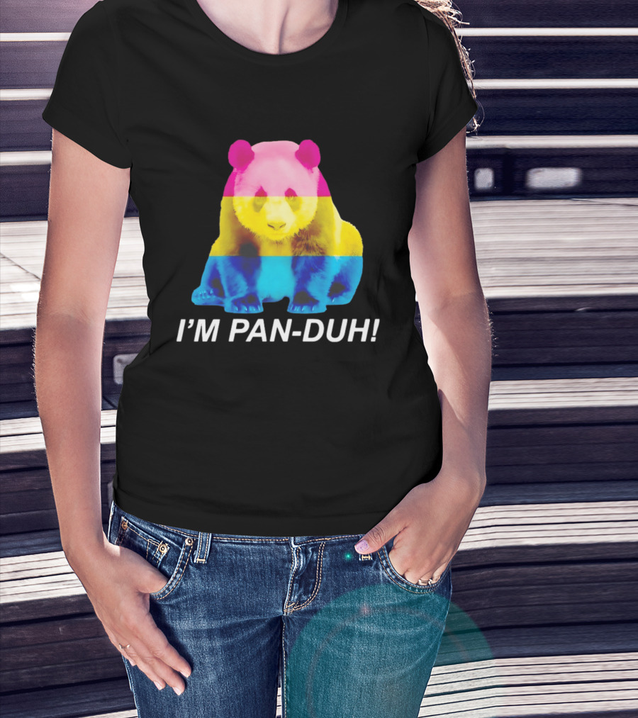 Panda I'm Pan Duh With Pan Flag Colors Panda T-Shirt