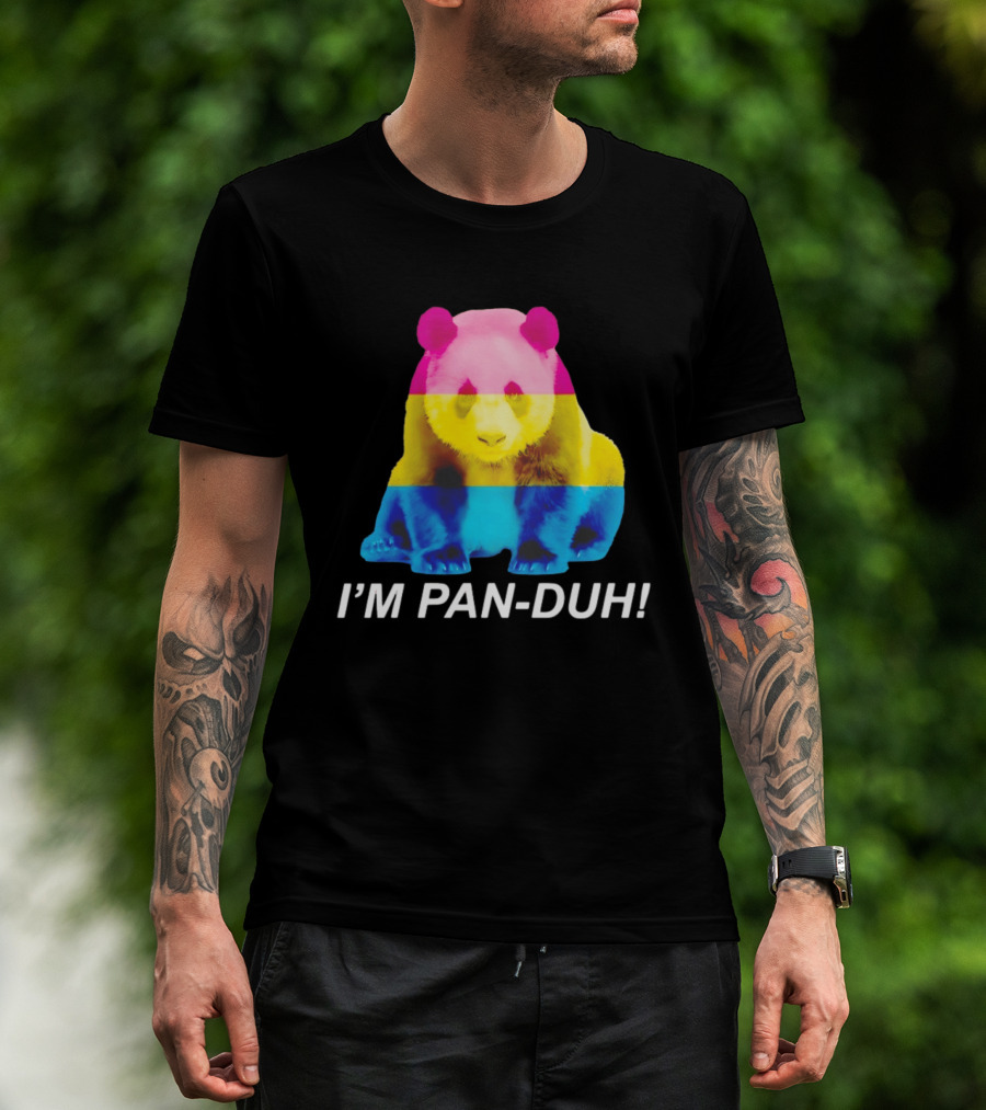 Panda I'm Pan Duh With Pan Flag Colors Panda T-Shirt