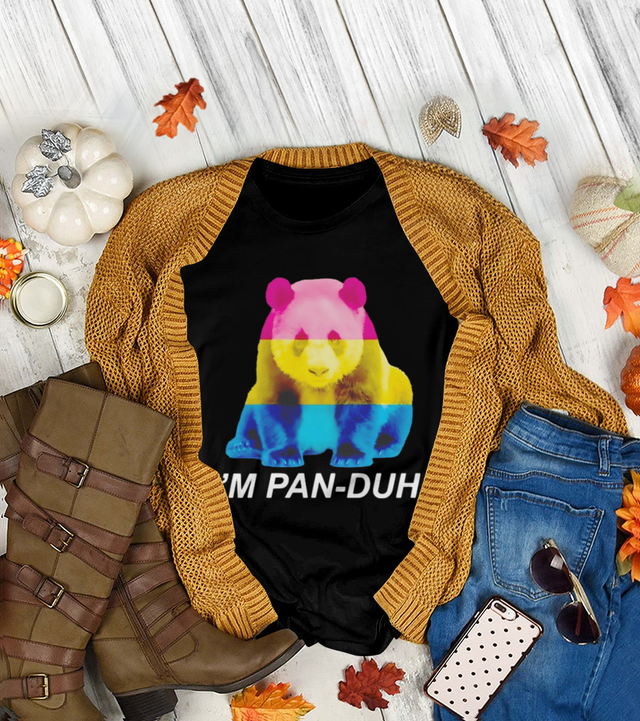 Panda I'm Pan Duh with Pan Flag Colors Panda T-Shirt