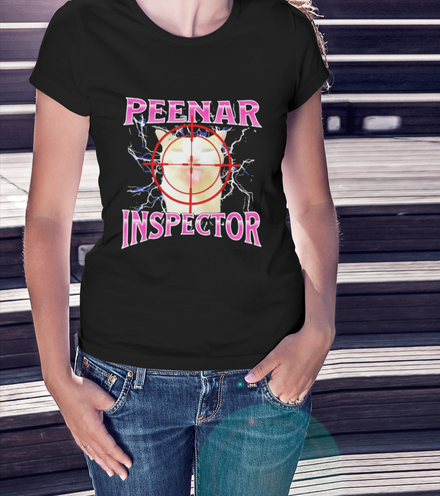 Peenar Inspector Cat Meme With Target Crosshair And Lightning Effects T-Shirt
