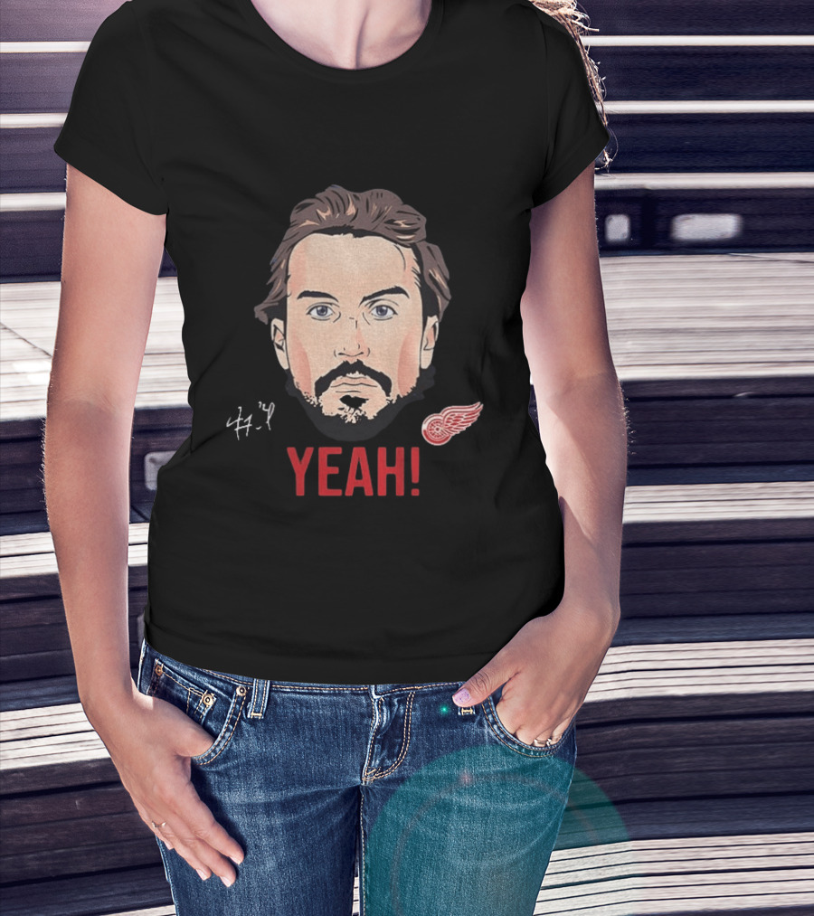 Justin Faulk Big Face Cartoon Yeah Red Wings NHL Hockey T-Shirt