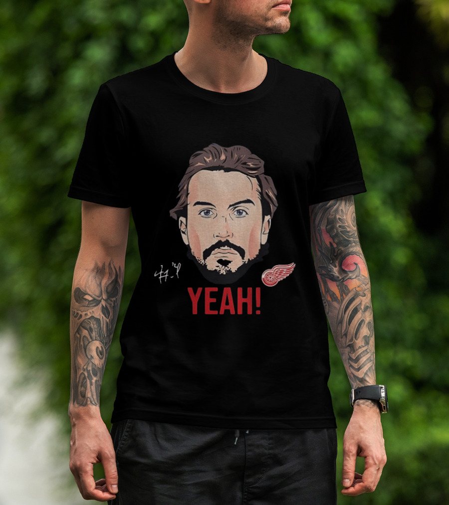 Justin Faulk Big Face Cartoon Yeah Red Wings NHL Hockey T-Shirt