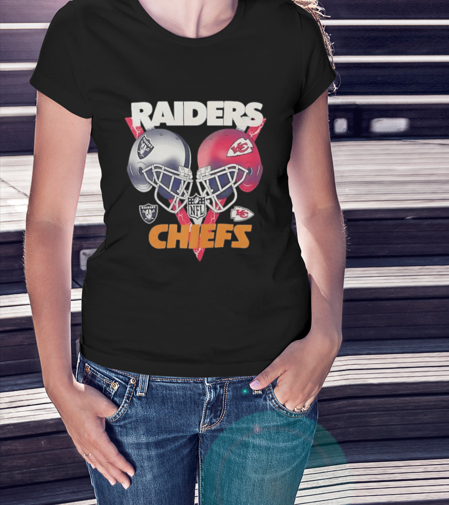 Raiders Vs Chiefs NFL Helmet Showdown T-Shirt