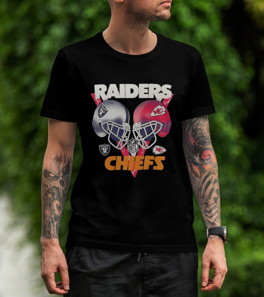 Raiders Vs Chiefs NFL Helmet Showdown T-Shirt