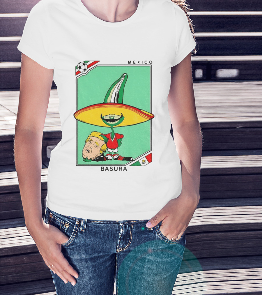 Mexico Basura Trump Football Flag T-Shirt