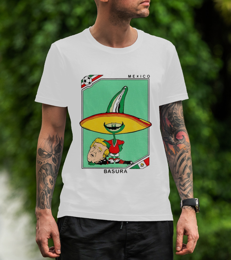 Mexico Basura Trump Football Flag T-Shirt