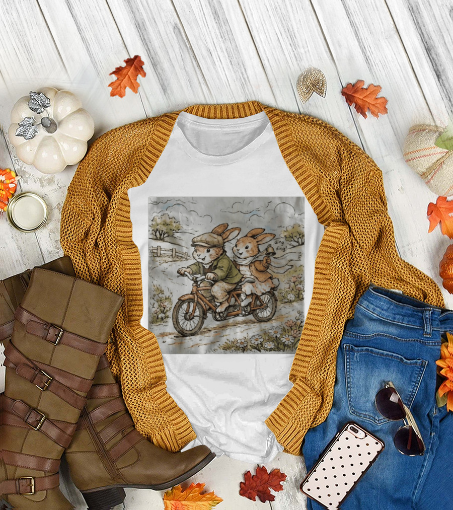Vintage Rabbit Tandem Bike Adventure Ding Ding T-Shirt