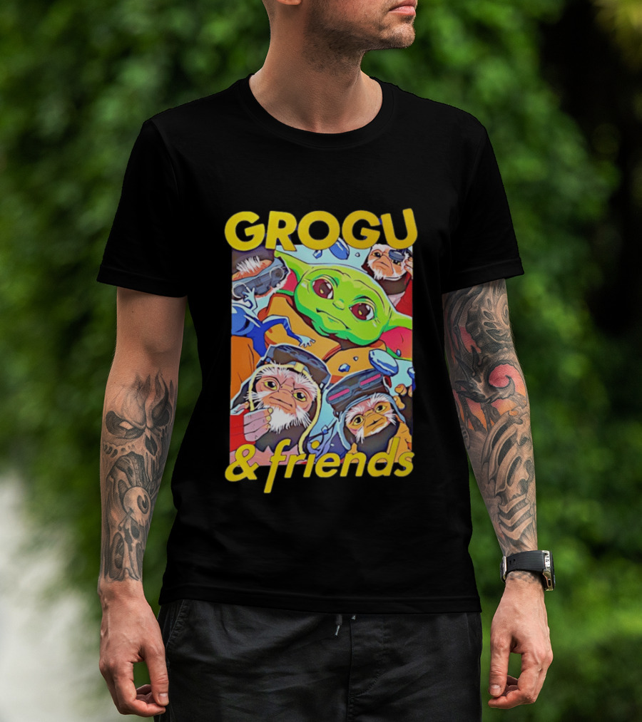 Grogu And Friends Mandalorian Movie Characters T-Shirt