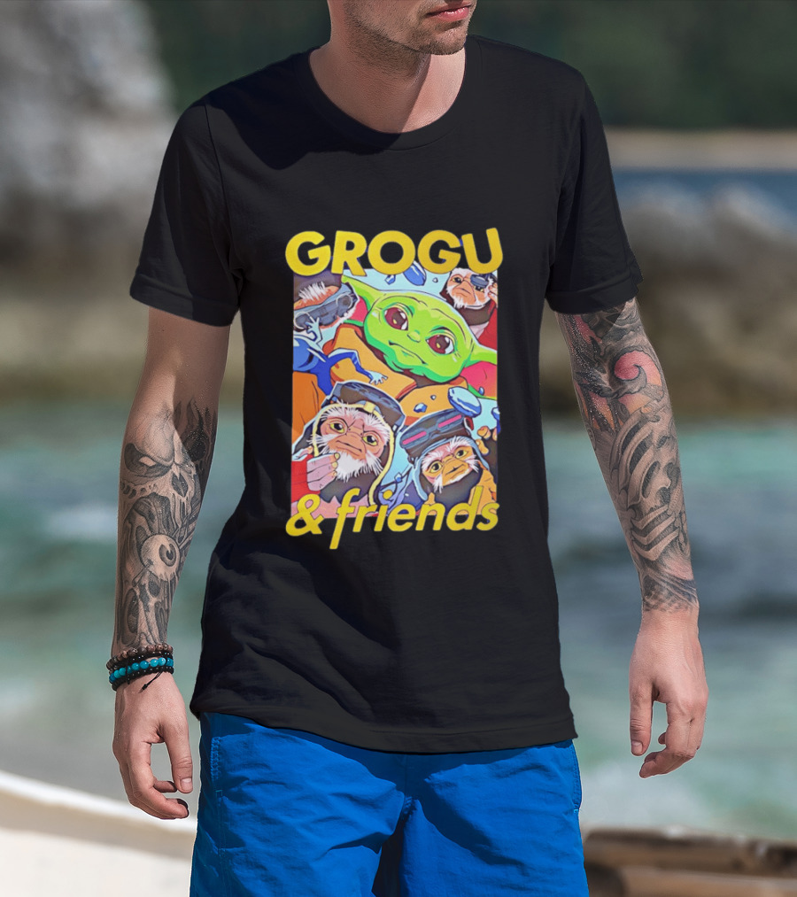 Grogu And Friends Mandalorian Movie Characters T-Shirt