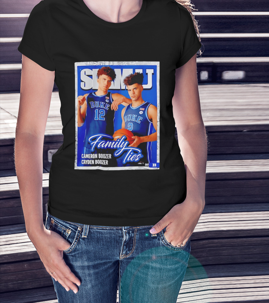 SLAMU Cameron And Cayden Boozer Duke Blue Devils Family Ties Basketball T-Shirt