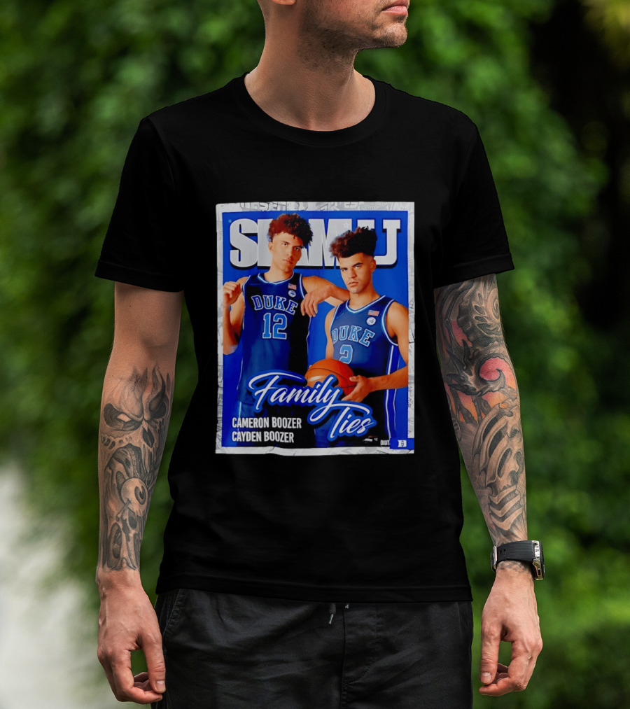 SLAMU Cameron And Cayden Boozer Duke Blue Devils Family Ties Basketball T-Shirt