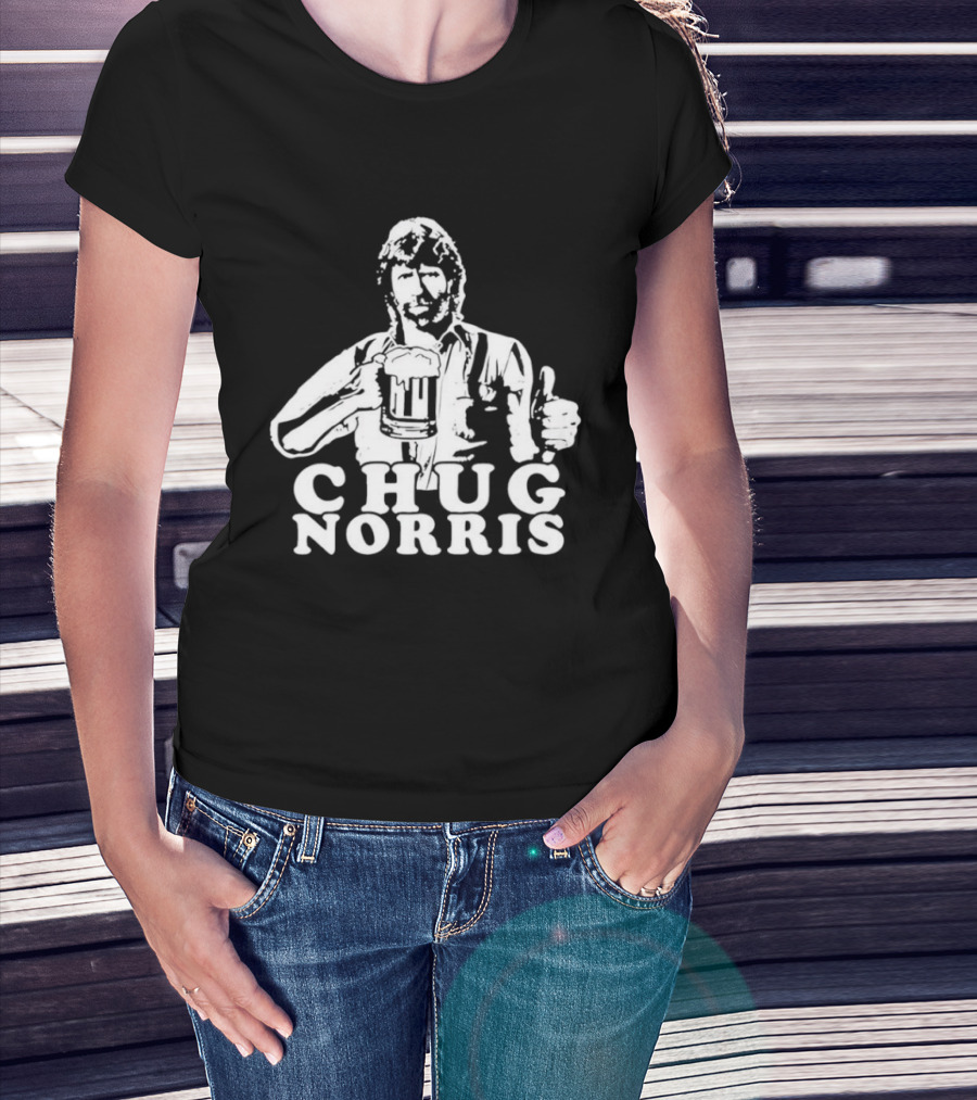 Chug Norris Drinking Beer Thumbs Up T-Shirt