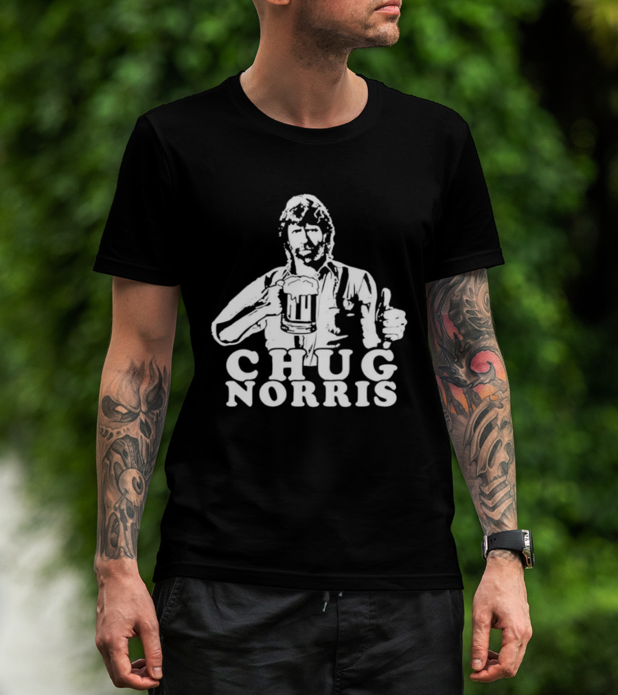 Chug Norris Drinking Beer Thumbs Up T-Shirt