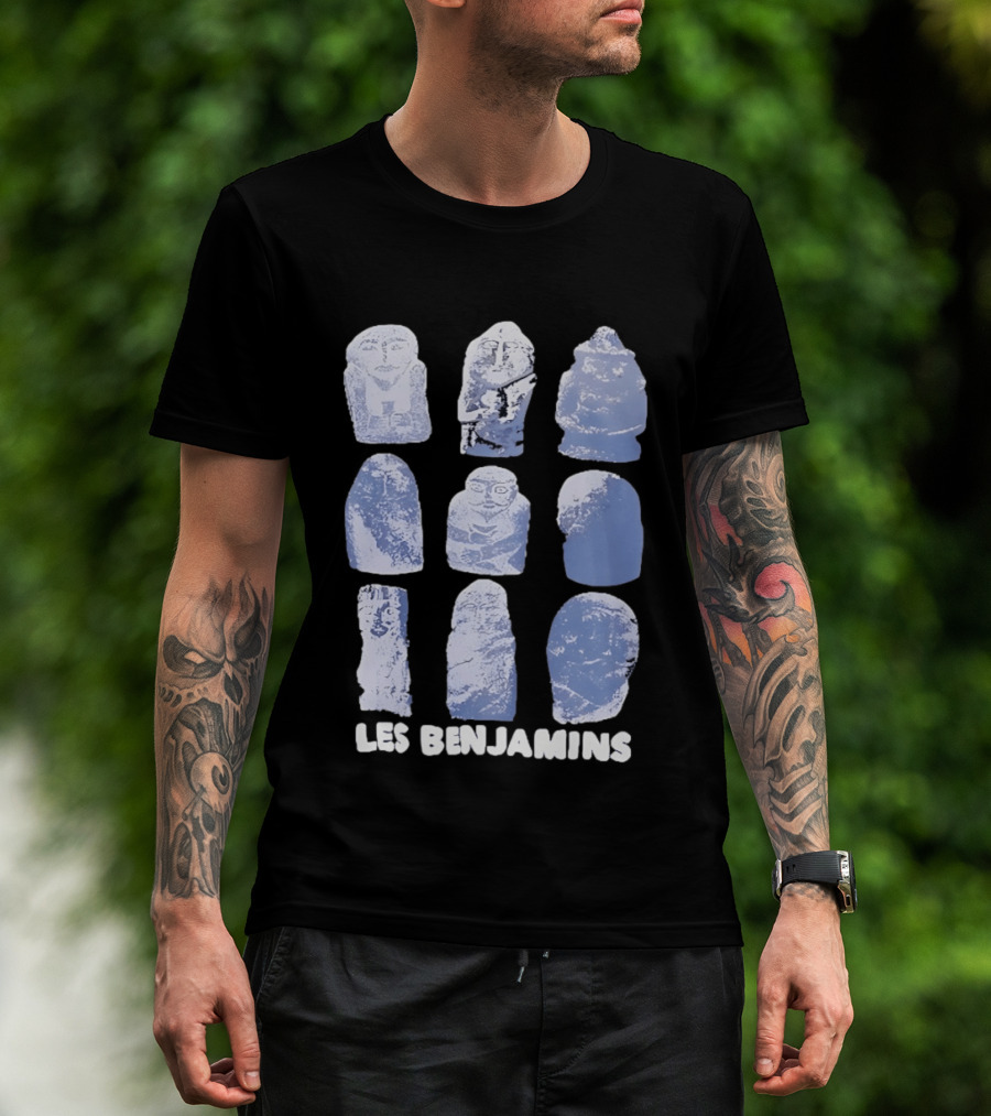 Les Benjamins Stylized Blue Stone Figures Collection T-Shirt
