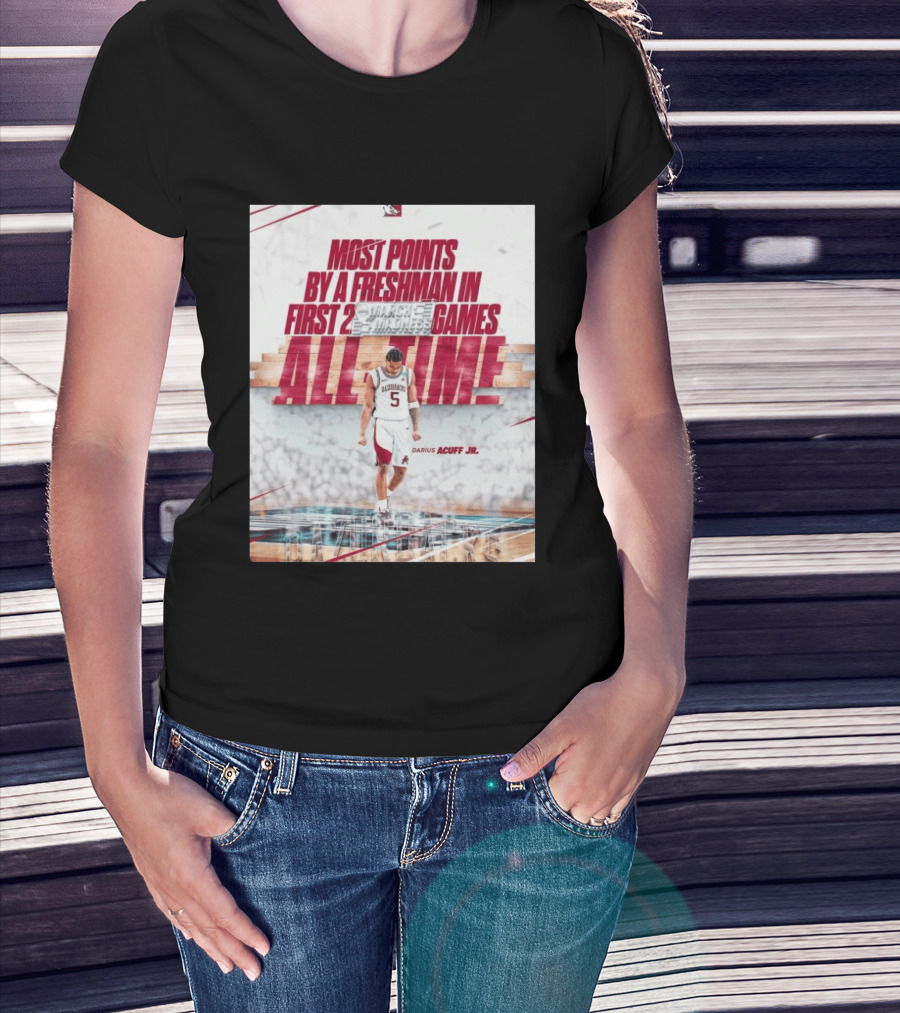 Darius Acuff Jr Most Points By A Freshman March Madness 2026 Arkansas Razorbacks Basketball T-Shirt