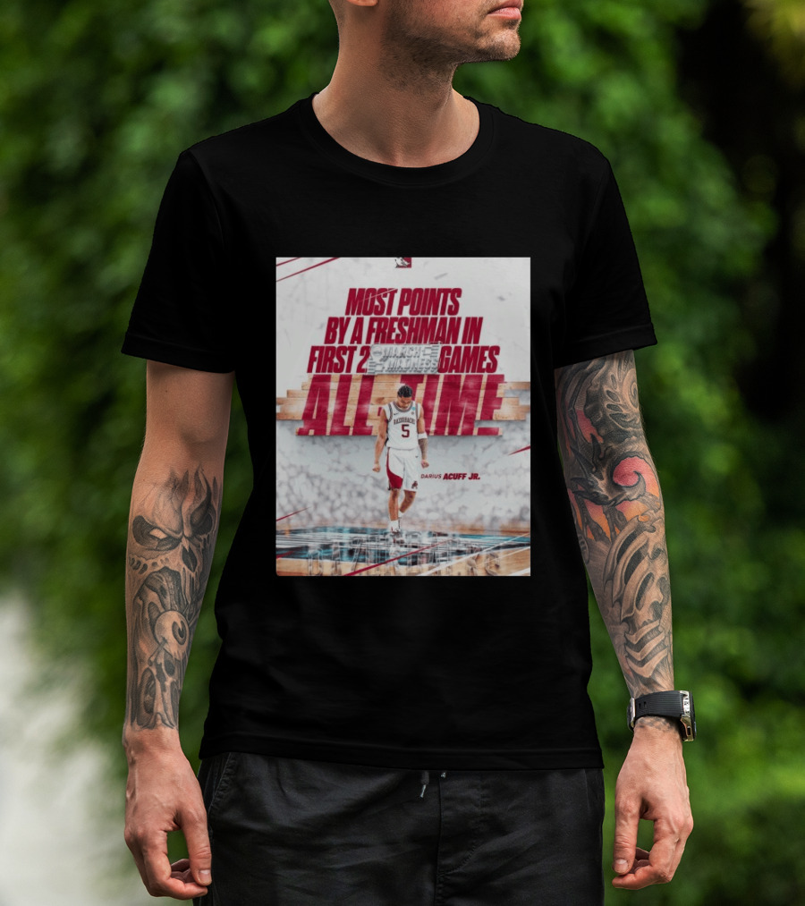 Darius Acuff Jr Most Points By A Freshman March Madness 2026 Arkansas Razorbacks Basketball T-Shirt