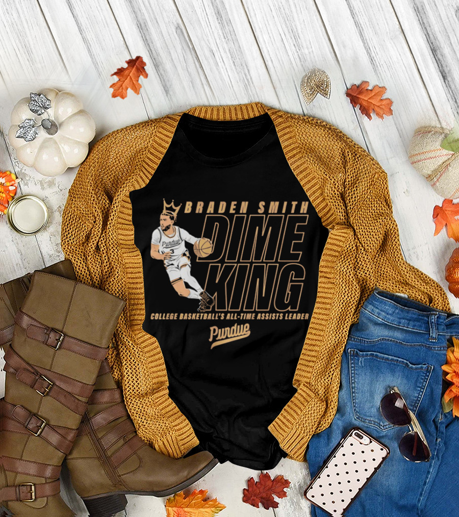 Braden Smith Dime King College Basketball's All Time Assists Leader Purdue T-Shirt